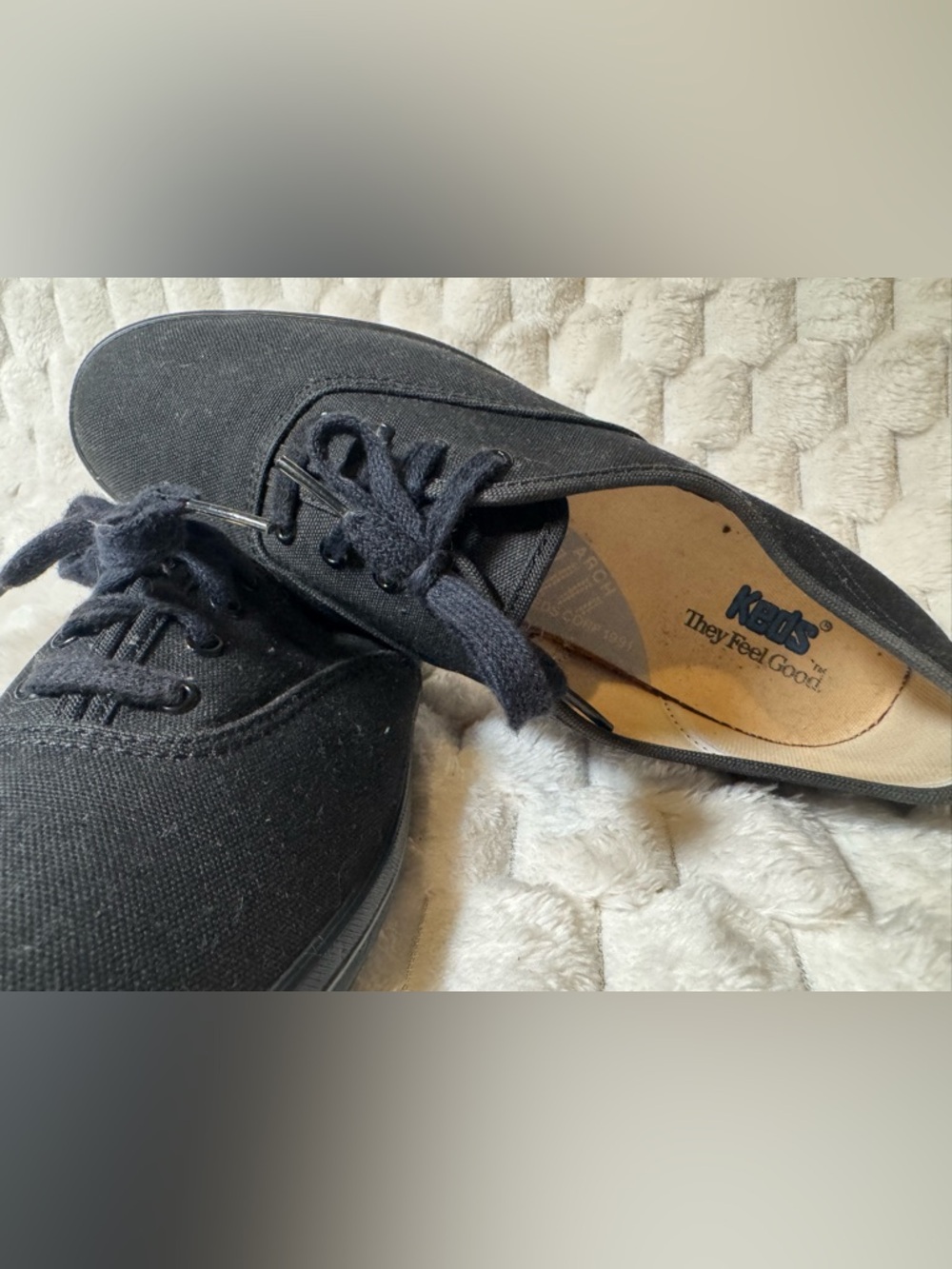 Keds Black Canvas Lace-Up Sneakers Flats